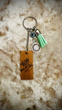 Load image into Gallery viewer, 60's Sexy Witch Double Sided Wooden Bamboo Keychain
