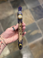 JUNIOR New Moon Wands Rainbow Aura Kyanite With Clear Quartz