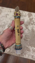 Load and play video in Gallery viewer, New Moon Wands Chakra Smokie Quartz &amp; Selenite Medium
